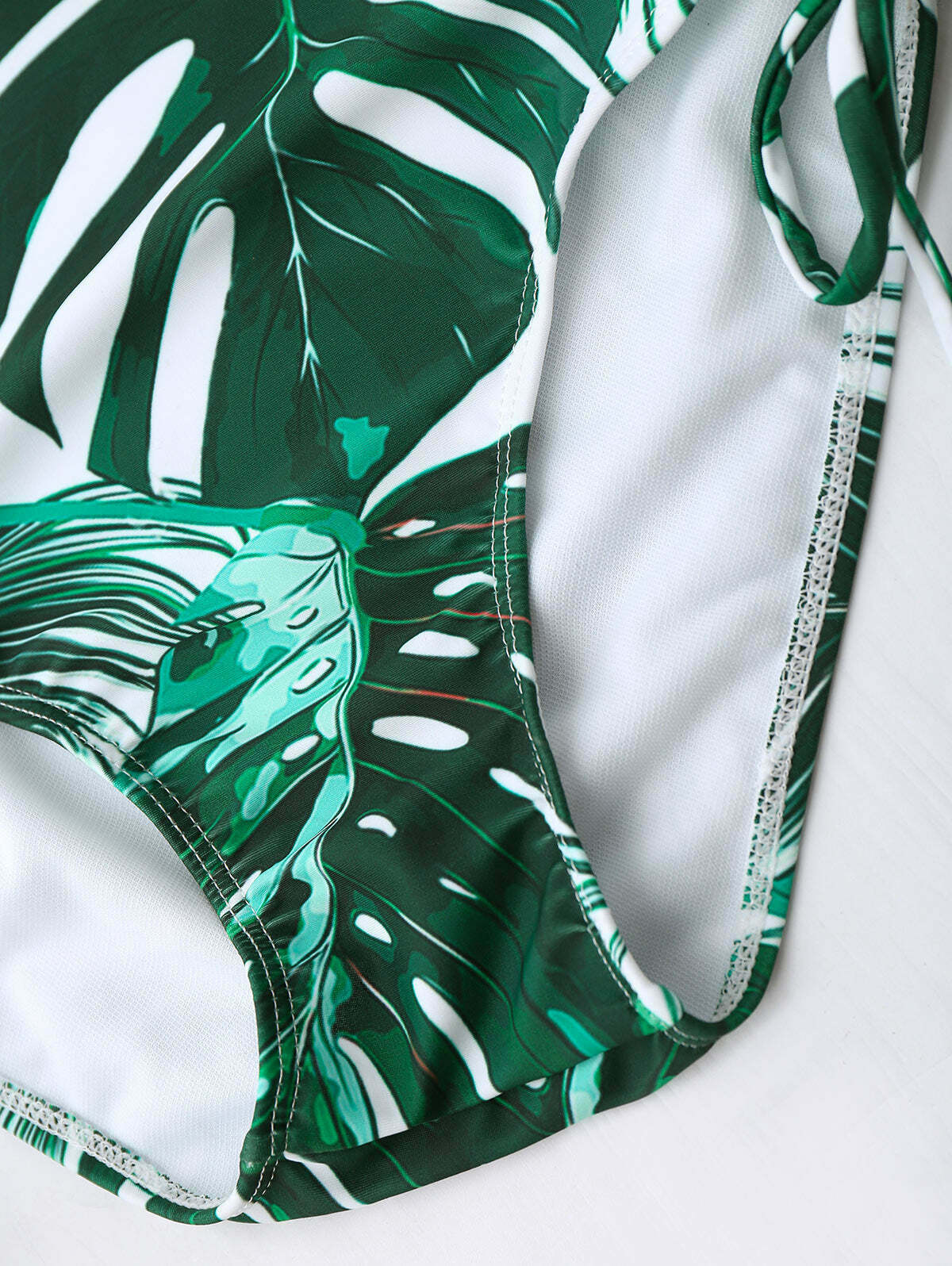 Y2K Aesthetic Leaf High Cut Cami Print Bikini for Niche Women Fashion