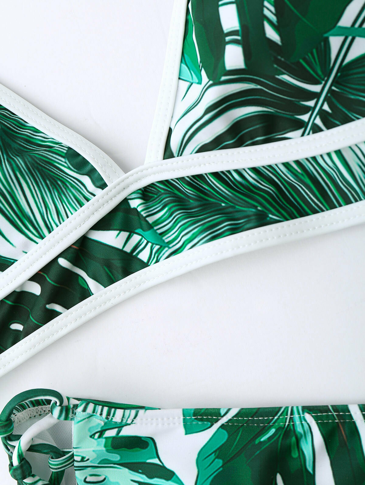 Y2K Aesthetic Leaf High Cut Cami Print Bikini for Niche Women Fashion