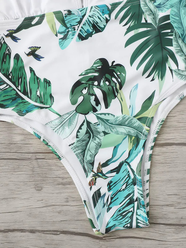Y2K Aesthetic Leaf Print Swimsuit for Women - Coquette Style Grunge Fashion