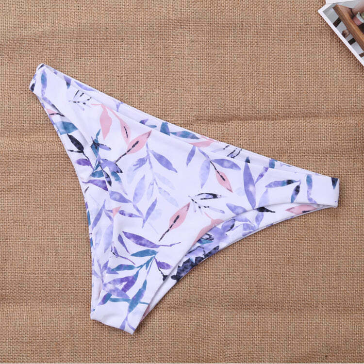 Y2K Aesthetic Leaf Spaghetti Straps Bikini Set for Women - Coquette & Grunge Style Fashion