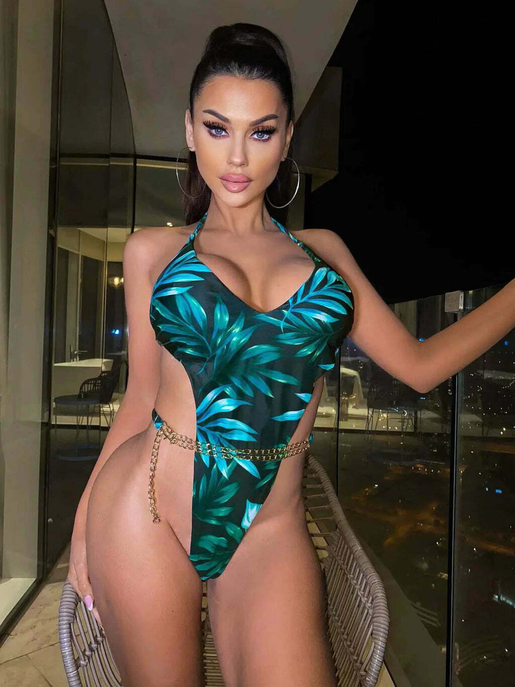 Y2K Aesthetic Leaf Swimsuit - Women's One-Piece Bikini for Niche Fashion