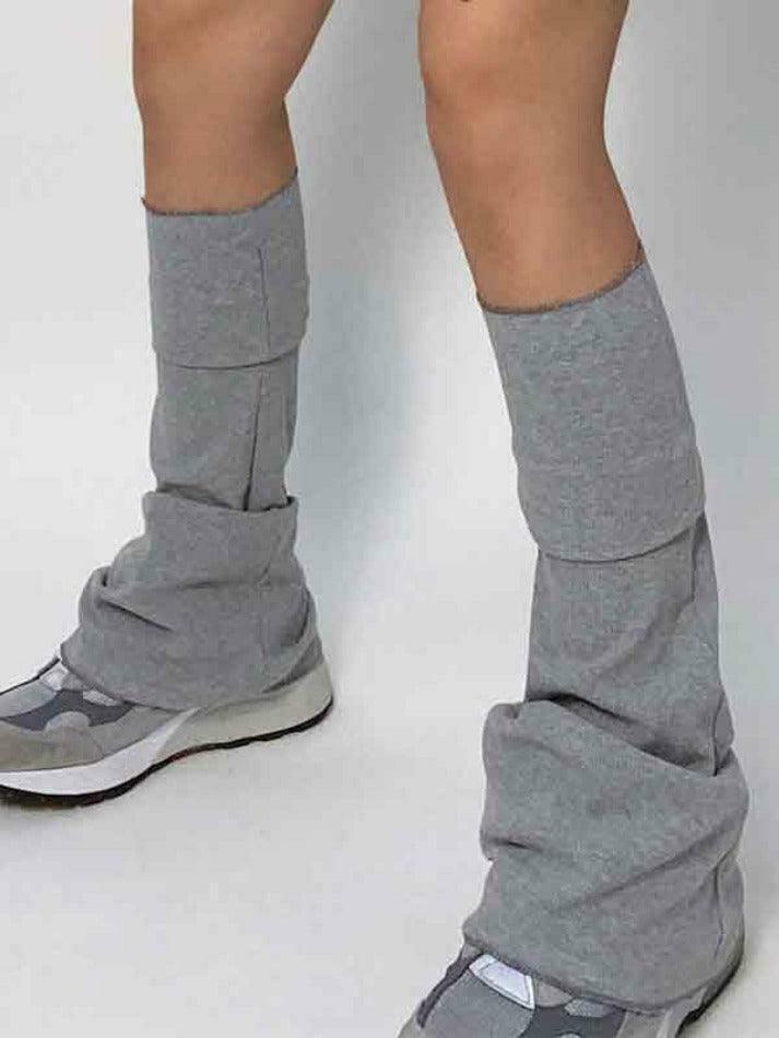 Y2K Aesthetic Leg Warmer in Solid Color Patchwork for Women's Fashion