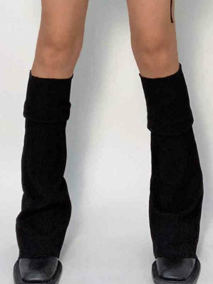 Y2K Aesthetic Leg Warmer in Solid Color Patchwork for Women's Fashion