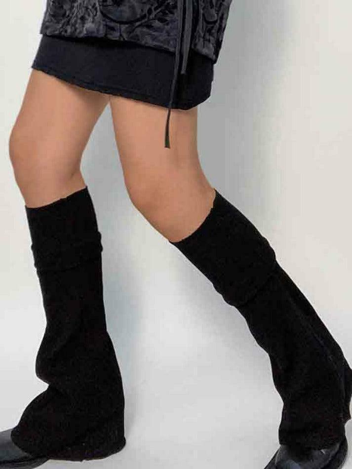 Y2K Aesthetic Leg Warmer in Solid Color Patchwork for Women's Fashion