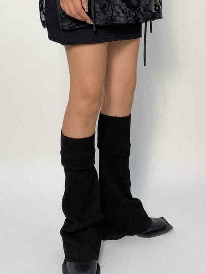 Y2K Aesthetic Leg Warmer in Solid Color Patchwork for Women's Fashion