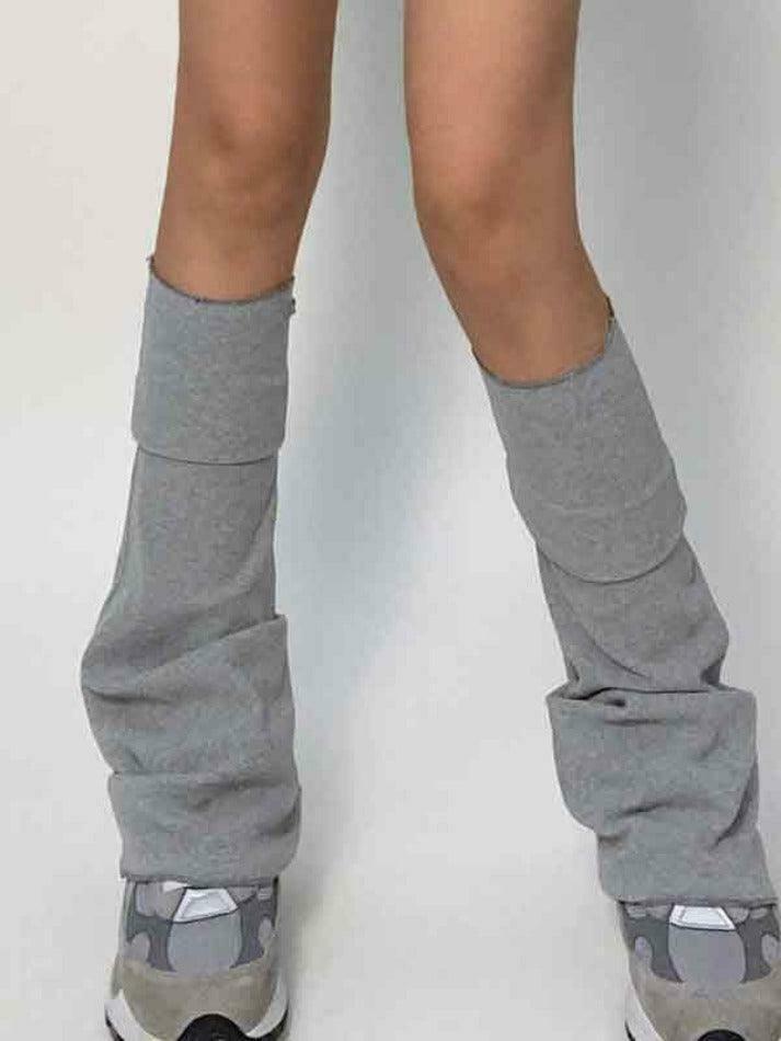 Y2K Aesthetic Leg Warmer in Solid Color Patchwork for Women's Fashion
