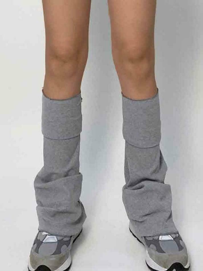 Y2K Aesthetic Leg Warmer in Solid Color Patchwork for Women's Fashion