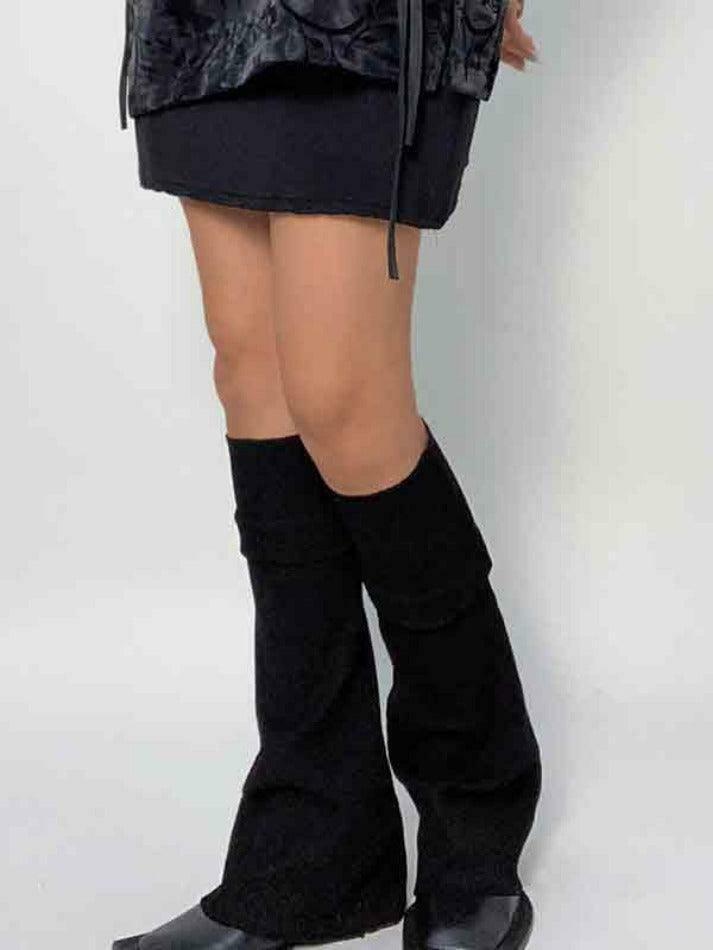 Y2K Aesthetic Leg Warmer in Solid Color Patchwork for Women's Fashion