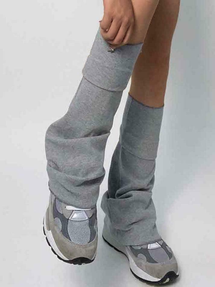Y2K Aesthetic Leg Warmer in Solid Color Patchwork for Women's Fashion