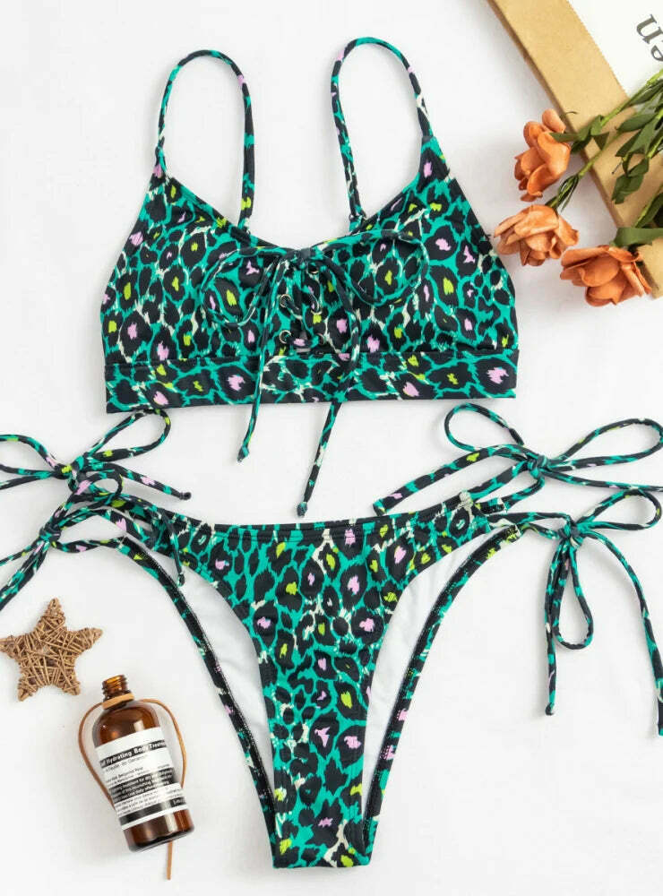 Y2K Aesthetic Leopard Print Swimsuit - Sexy Beach Bikini for Women