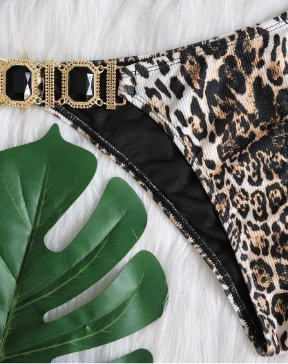Y2K Aesthetic Leopard Swimsuit with Low Waist and Split Design - Coquette Fashion for Women