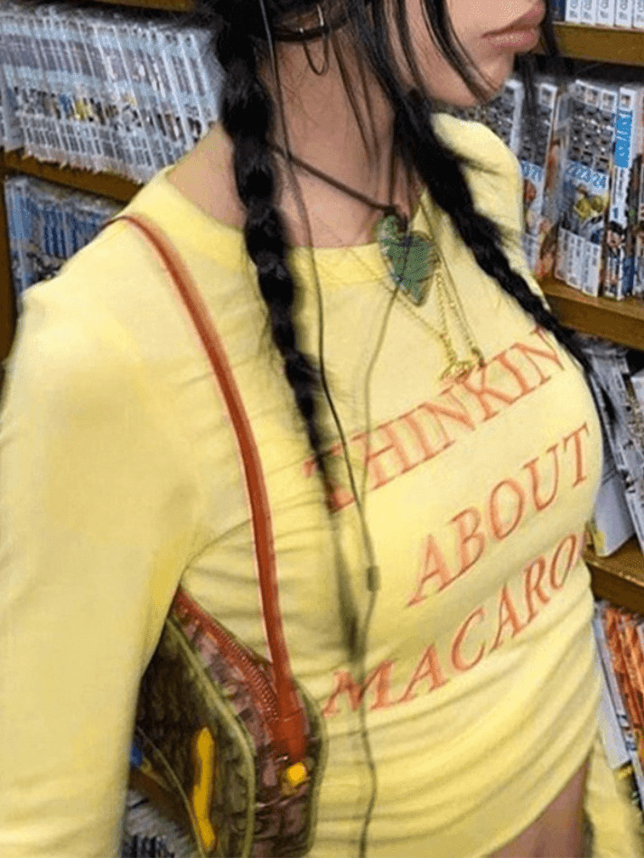 Y2K Aesthetic Letter Print Crop Tee: Coquette & Grunge Style, Cute Tops, Pastel Goth, Cargo Skirt
