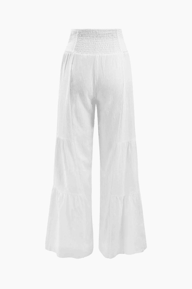 Y2K Aesthetic Linen Tie Waist Wide Leg Pants - Coquette Grunge with Pastel Goth Touch