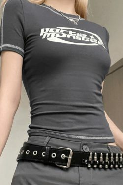 Y2K Aesthetic Logo Tee: Coquette Grunge Style, Cute Tops, Pastel Goth, Cargo Skirt