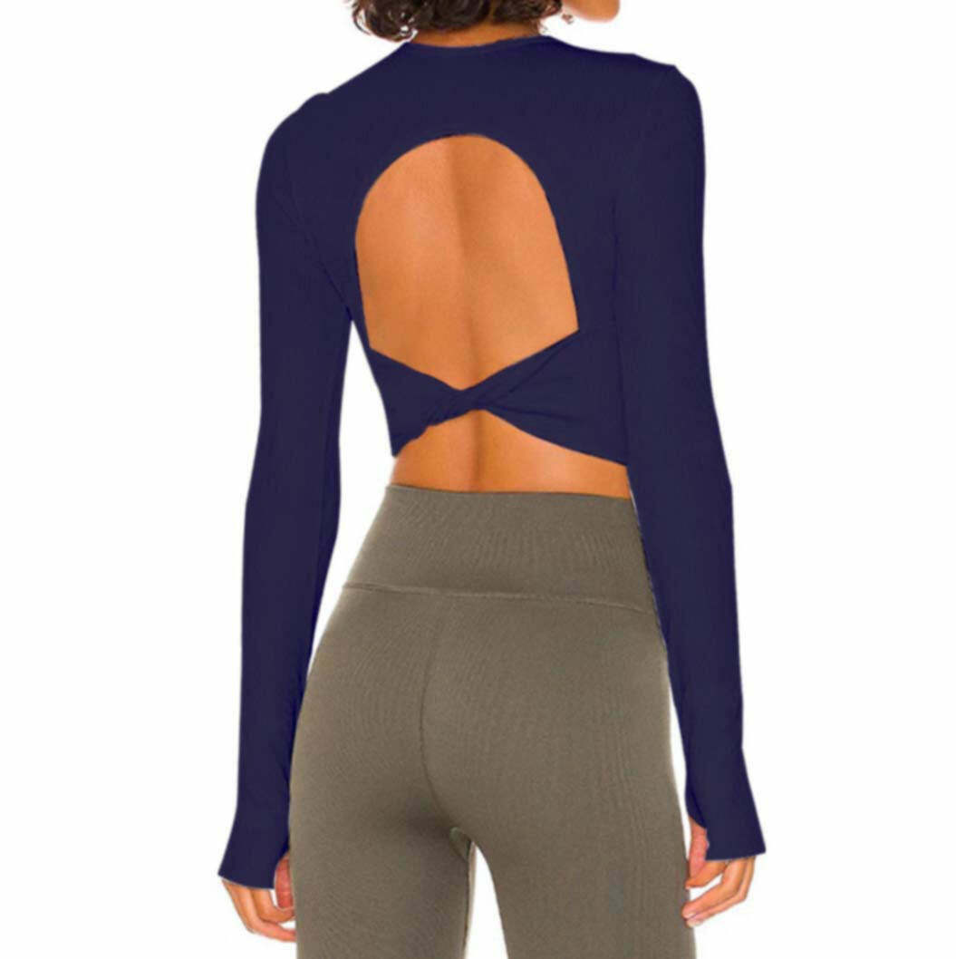 Y2K Aesthetic Long-Sleeved Threaded Yoga Belt Chest Pad Top - Coquette Grunge Style