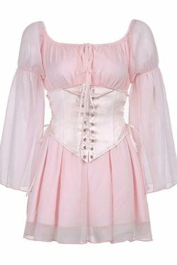 Y2K Aesthetic Long Sleeve Corset Mini Dress - Coquette Style for Women's Fashion