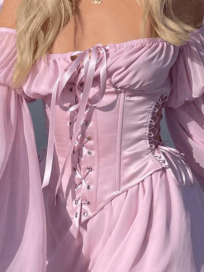 Y2K Aesthetic Long Sleeve Corset Mini Dress - Coquette Style for Women's Fashion