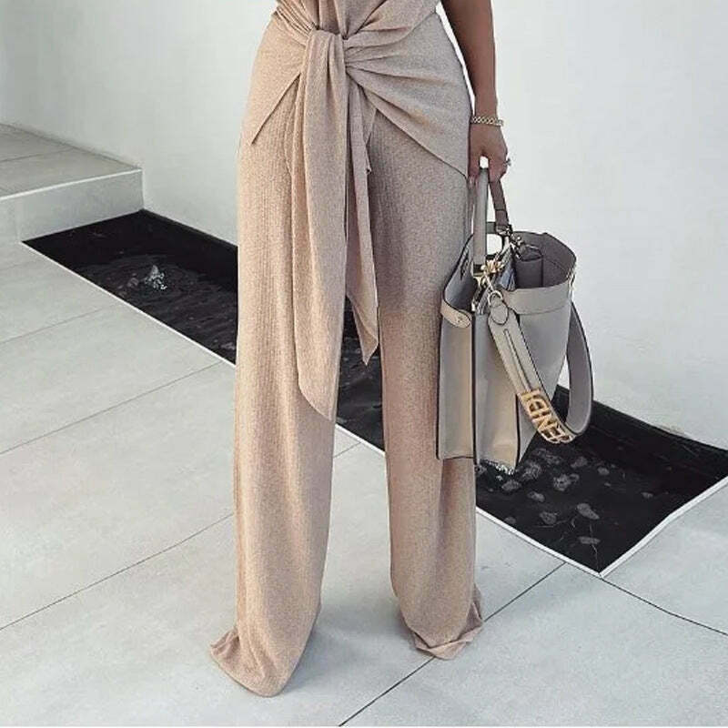Y2K Aesthetic Loose Belted Pants Suit for Women - Coquette & Grunge Style Fashion