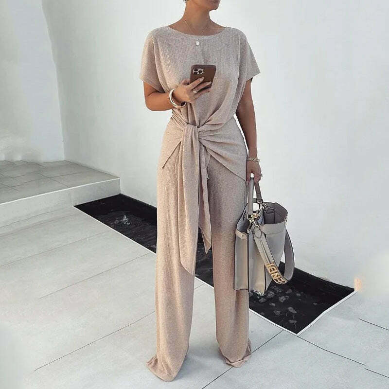 Y2K Aesthetic Loose Belted Pants Suit for Women - Coquette & Grunge Style Fashion