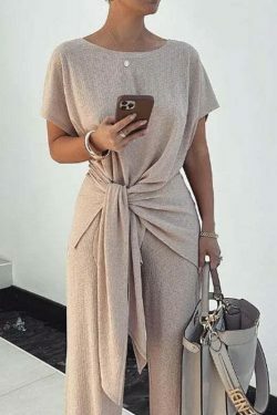 Y2K Aesthetic Loose Belted Pants Suit for Women - Coquette & Grunge Style Fashion