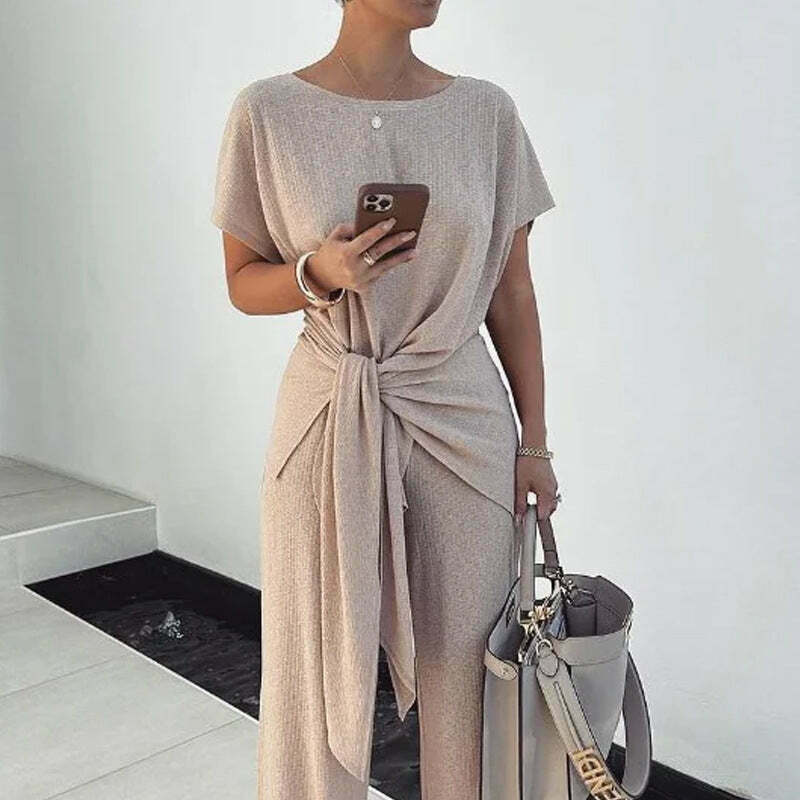 Y2K Aesthetic Loose Belted Pants Suit for Women - Coquette & Grunge Style Fashion
