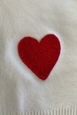 Y2K Aesthetic Loose Hearts Casual Sweater for Women - Coquette & Grunge Style Fashion