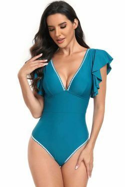 Y2K Aesthetic Lotus Leaf Bikini One-Piece Swimsuit