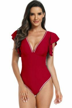 Y2K Aesthetic Lotus Leaf Bikini One-Piece Swimsuit