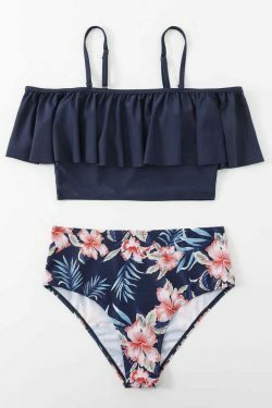 Y2K Aesthetic Lotus Leaf Swimsuit Off the Shoulder Bikini for Women - Niche Fashion