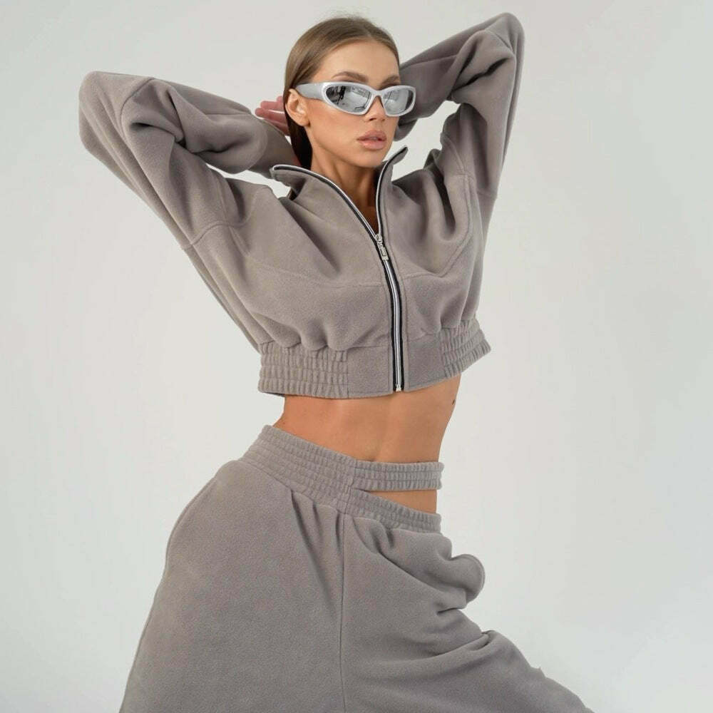 Y2K Aesthetic Lounge Set: Coquette Style Cargo Skirt & Comfy Hoodie for Women - Grunge Fashion