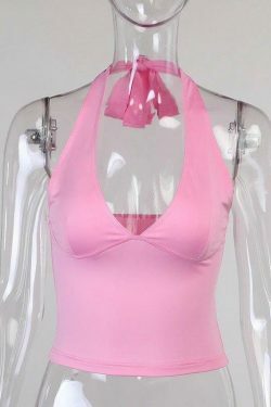 Y2K Aesthetic Lovesick Halter Top: Coquette Style Grunge Fashion Cute Tops & Cargo Skirt