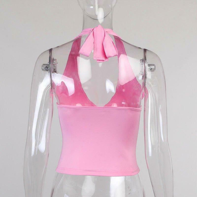 Y2K Aesthetic Lovesick Halter Top: Coquette Style Grunge Fashion Cute Tops & Cargo Skirt