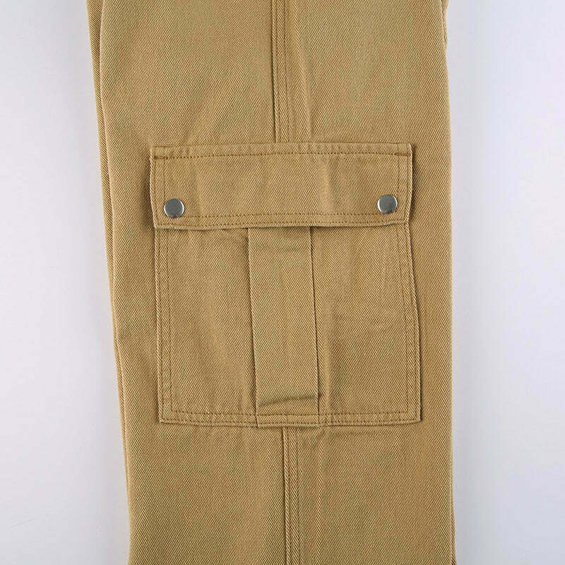 Y2K Aesthetic Low Waist Cargo Khaki Pants - Vintage 90s Style Women's Fashion