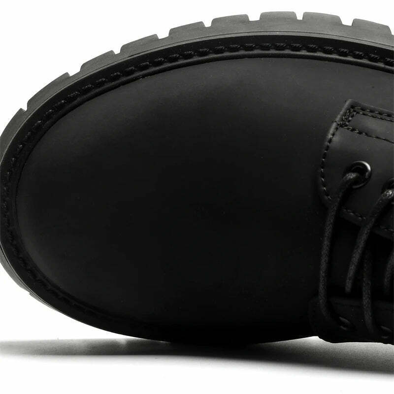 Y2K Aesthetic Matte Black Chunky Derby Shoes - Coquette Style Grunge Fashion Statement