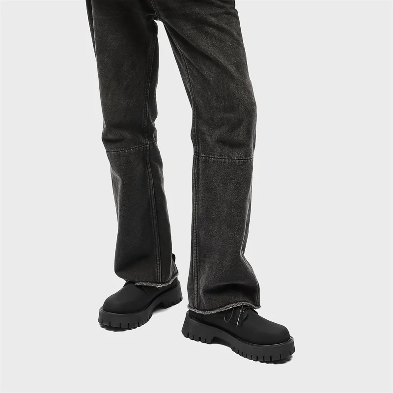 Y2K Aesthetic Matte Black Chunky Derby Shoes - Coquette Style Grunge Fashion Statement