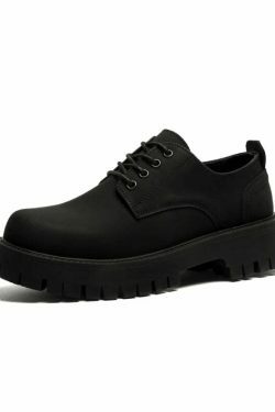 Y2K Aesthetic Matte Black Chunky Derby Shoes - Coquette Style Grunge Fashion Statement