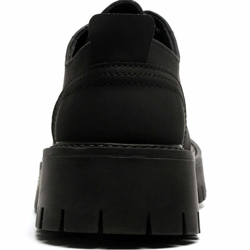 Y2K Aesthetic Matte Black Chunky Derby Shoes - Coquette Style Grunge Fashion Statement