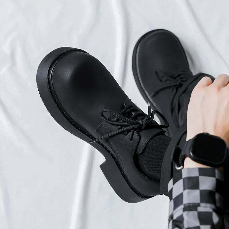 Y2K Aesthetic Matte Black Chunky Derby Shoes for Women - Coquette Style Grunge Fashion