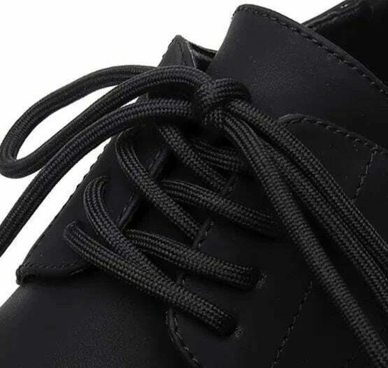 Y2K Aesthetic Matte Black Chunky Derby Shoes for Women - Coquette Style Grunge Fashion