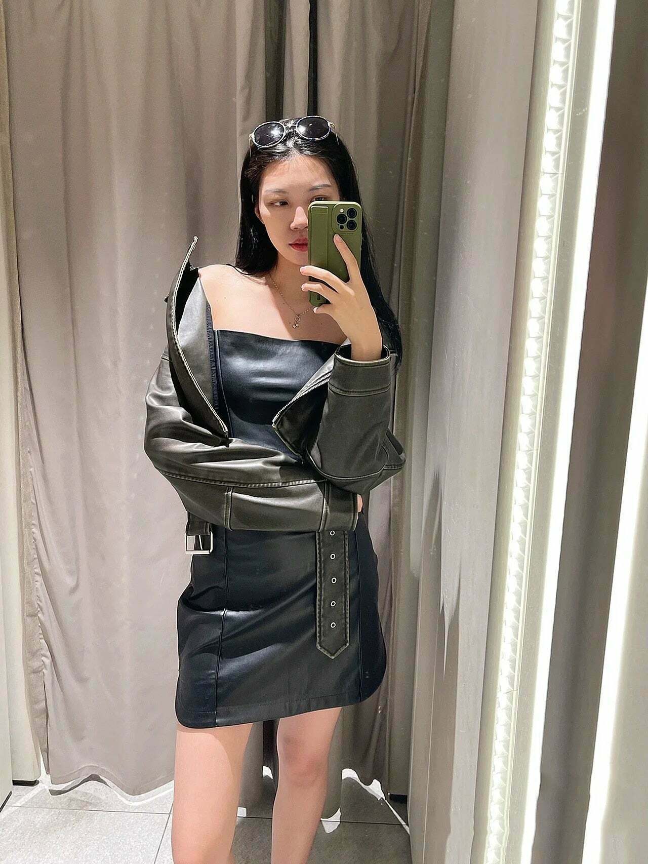 Y2K Aesthetic Maven Faux Leather Jacket - Coquette Grunge with Old Money Elegance
