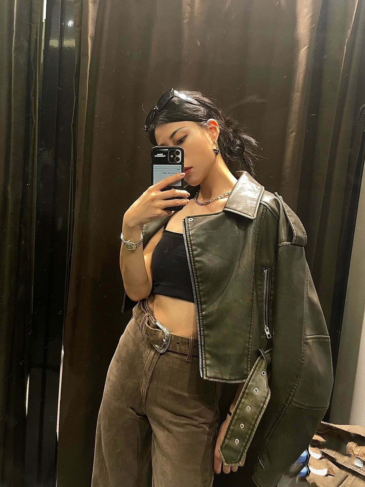 Y2K Aesthetic Maven Faux Leather Jacket - Coquette Grunge with Old Money Elegance