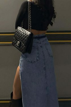 Y2K Aesthetic Maverick Denim Diva Skirt - Coquette Style Grunge Fashion