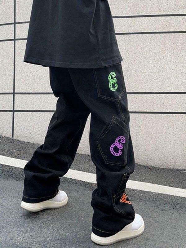 Y2K Aesthetic Men's Cargo Jeans with Multiple Pockets - Coquette & Grunge Style