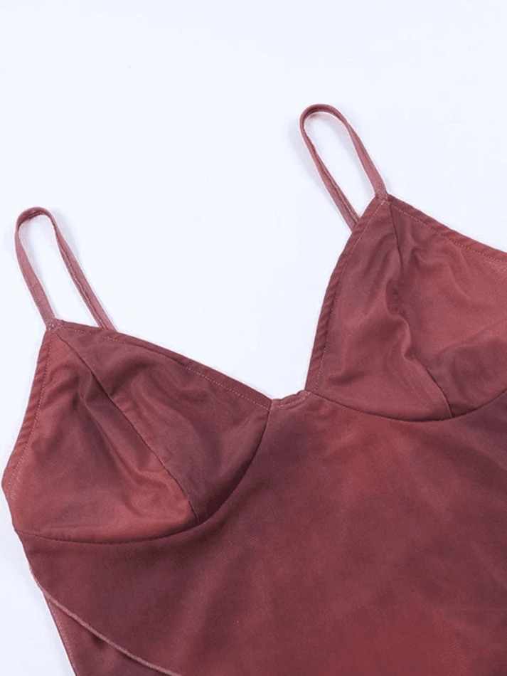 Y2K Aesthetic Mesh Crop Cami: Coquette Grunge Style - Cute Tops, Past