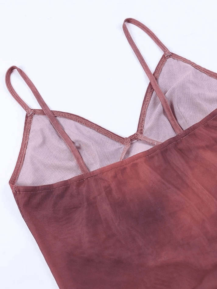 Y2K Aesthetic Mesh Crop Cami: Coquette Grunge Style - Cute Tops, Past