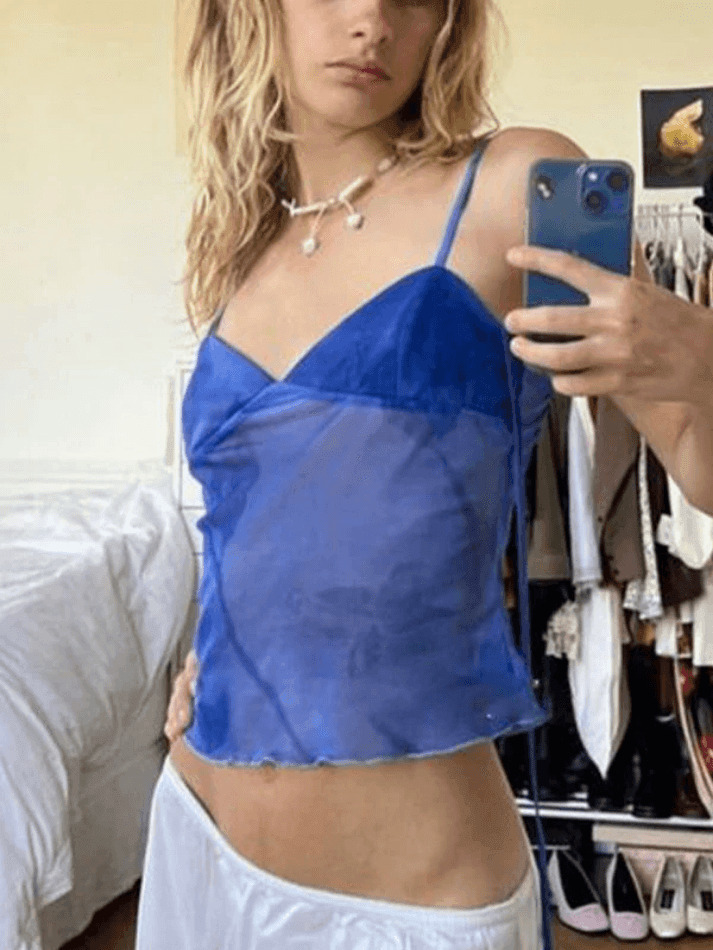 Y2K Aesthetic Mesh Crop Top: Coquette Style Grunge Fashion, Cute Pastel Goth Outfit