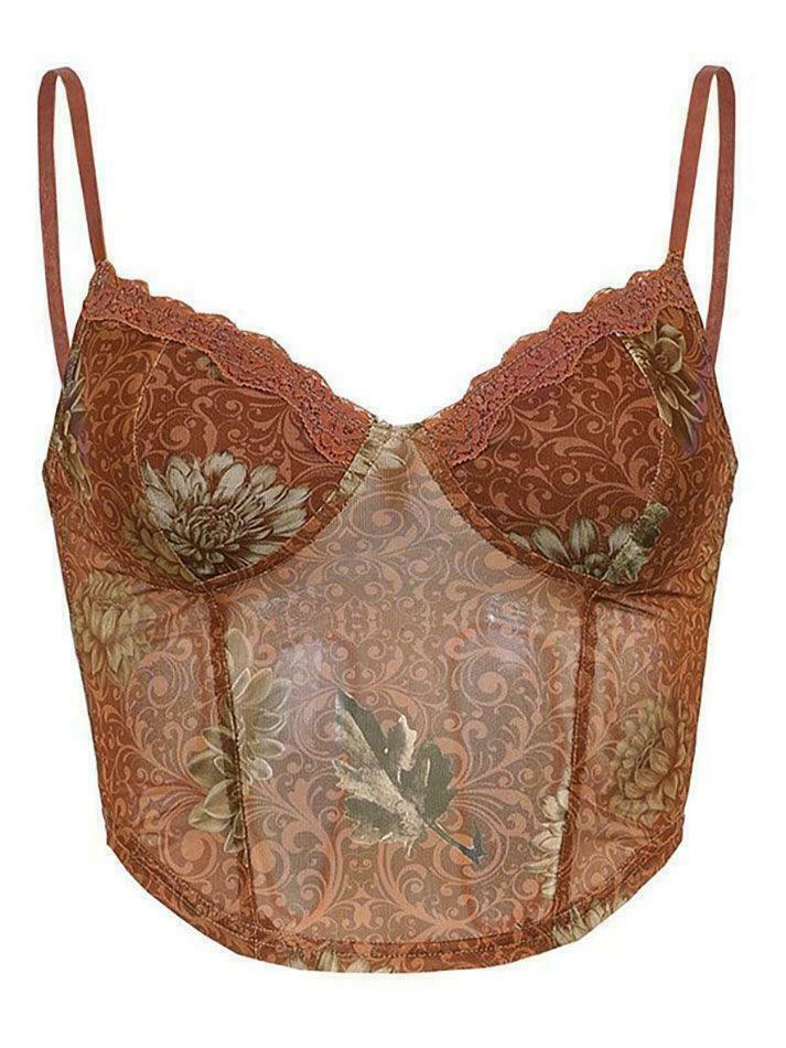 Y2K Aesthetic Mesh Crop Top: Coquette Style Grunge Fashion with Pastel Goth Vibes