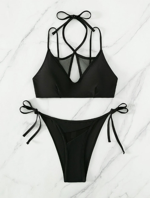 Y2K Aesthetic Mesh Split Swimsuit - Coquette Style Grunge Fashion for Women