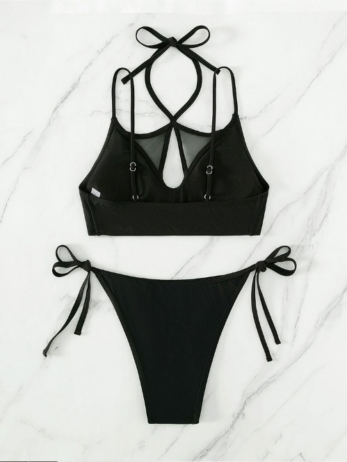 Y2K Aesthetic Mesh Split Swimsuit - Coquette Style Grunge Fashion for Women