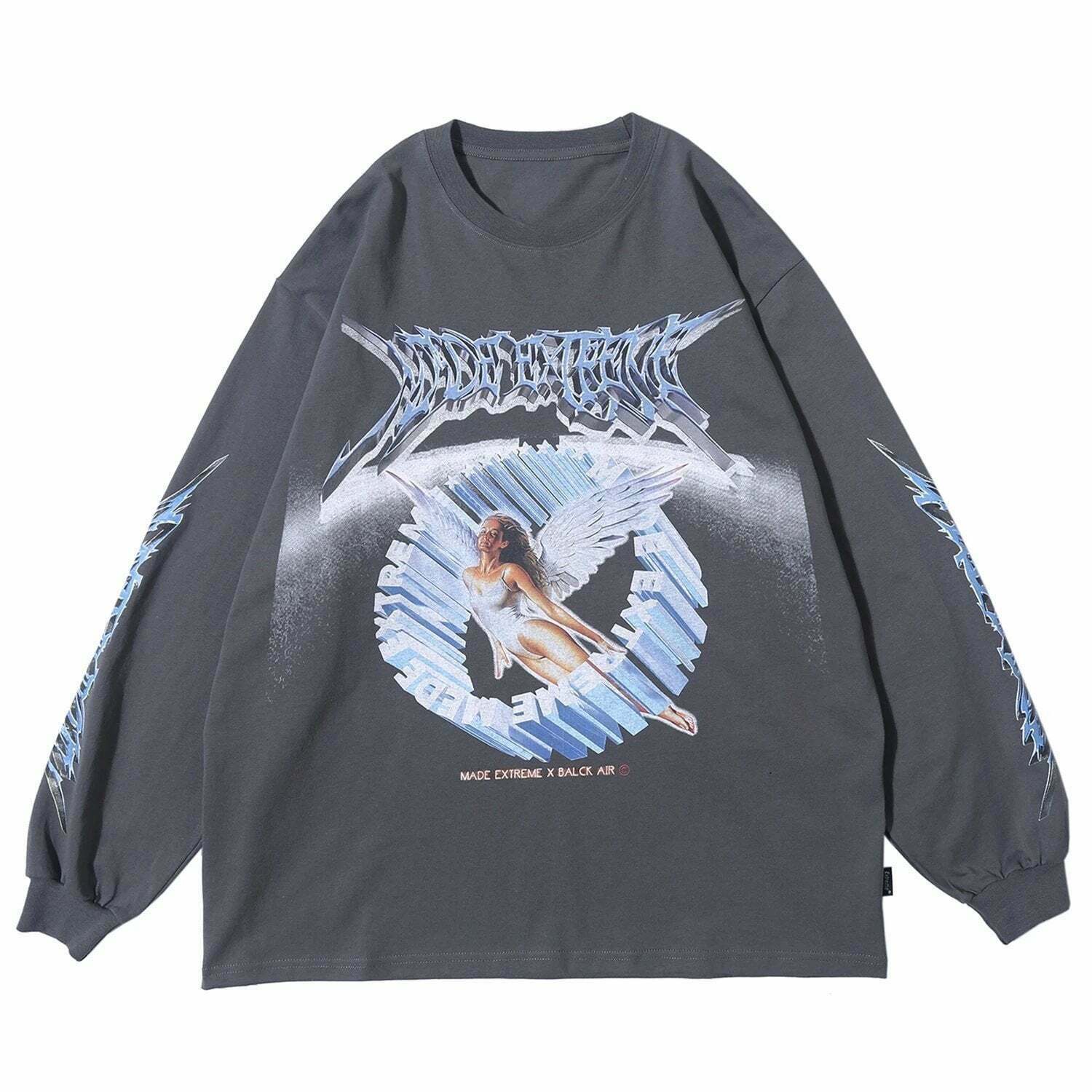 Y2K Aesthetic Metal Graphic Long Sleeve T-Shirt for Women - Coquette & Grunge Style Fashion